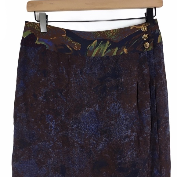 VINTAGE Skirt Dorothy Schoelen Platinum Maxi Midi Wrap Retro Tropical Size 10 - Picture 2 of 13